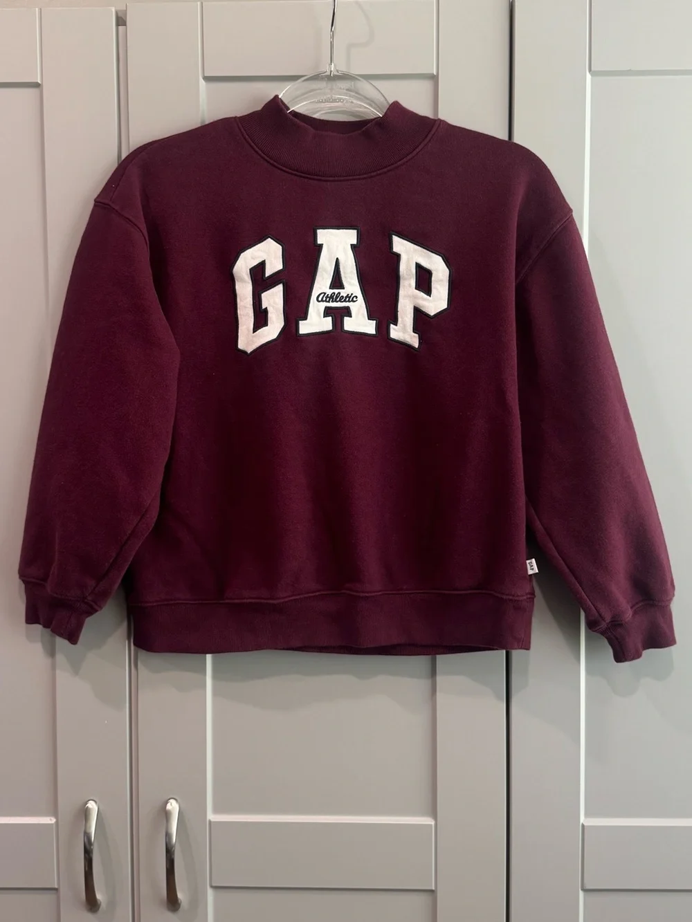 GAP Kids Burgundy Mock Neck Sweatshirt with White Logo